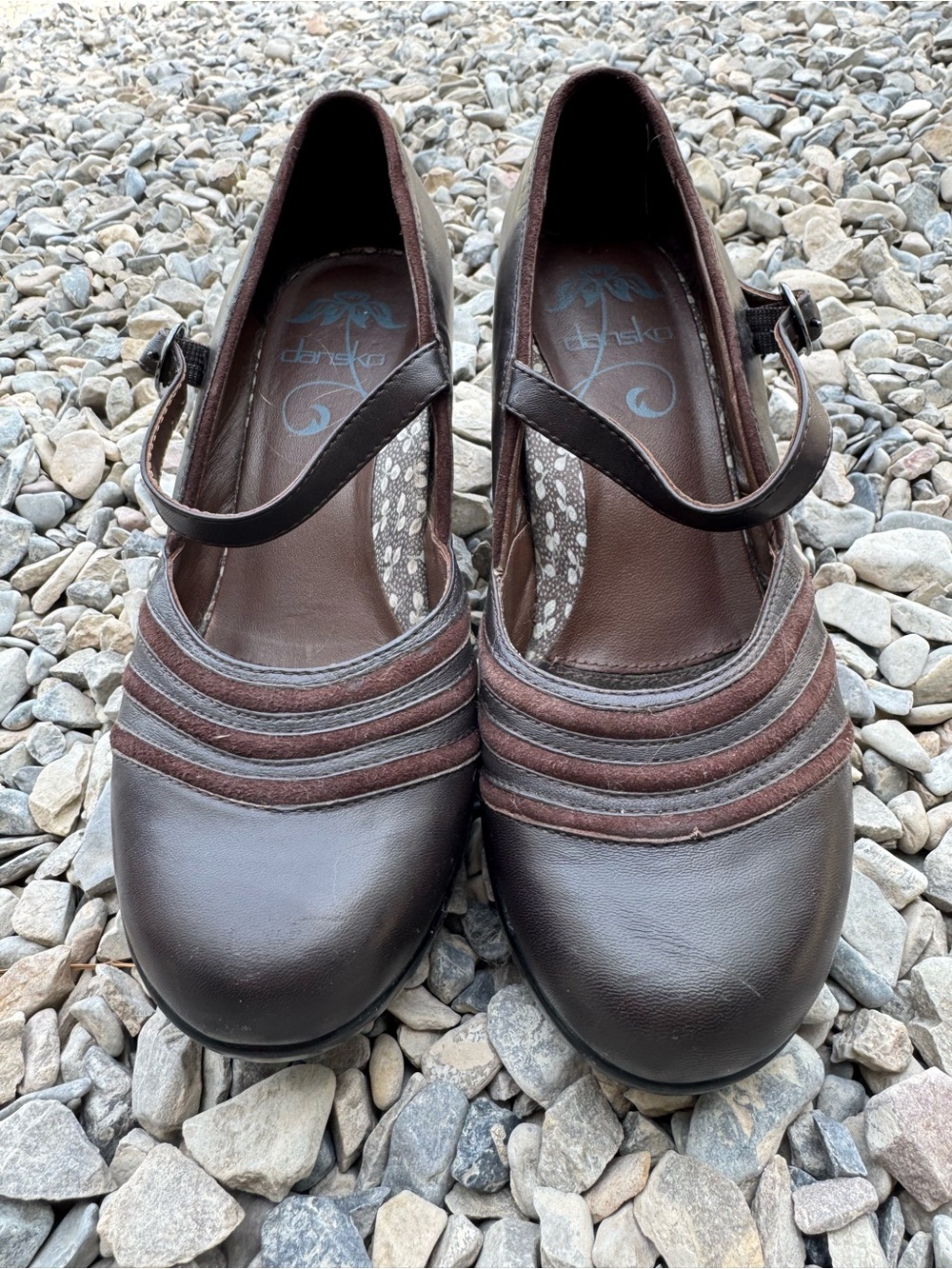Dansko Brown Mary Jane with Striped Detail